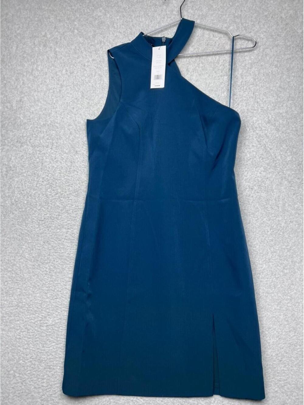 NWT French Connection Echo Crepe One Shoulder Dress Womens 10 Mock Neck Cocktail